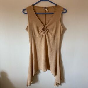 Y2K Early 2000s RAVE Fairy Boho Tank Top Keyhole Frilly